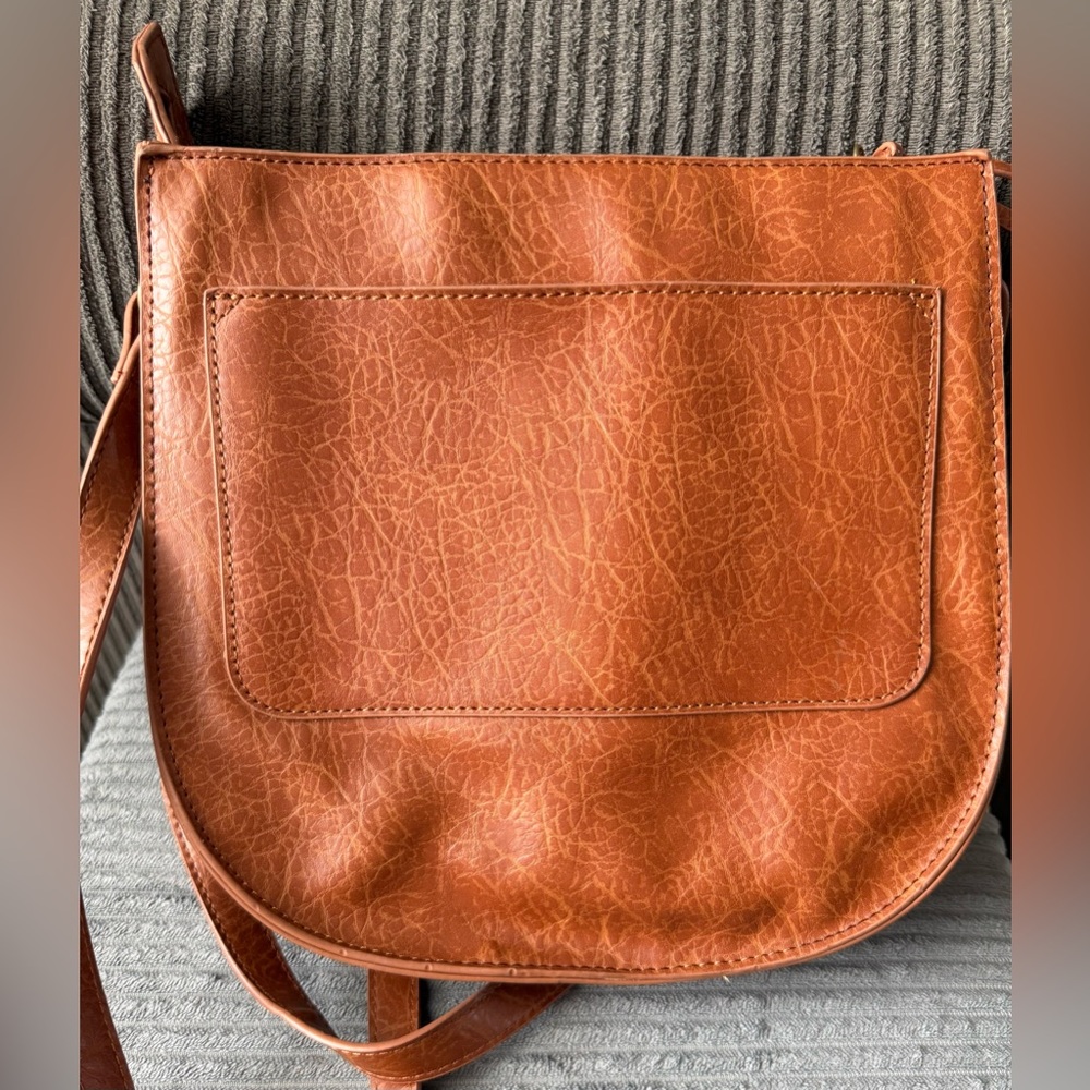 New Wonderly Patchwork Crossbody Bag Brown Vegan Leather - Picture 6 of 10
